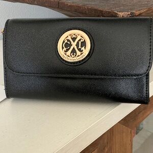 Christian Lacroix Bali Caviar Small Black Clutch Wristlet